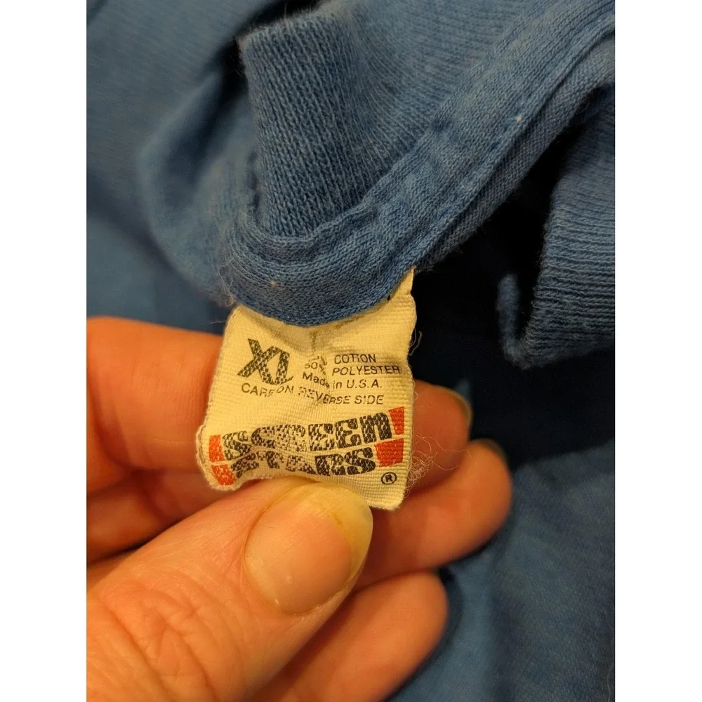 Vintage Mardi Gras Shirt Mens XL Blue Bourbon Street Graphic 50/50 Made USA 90s - Picture 6 of 7